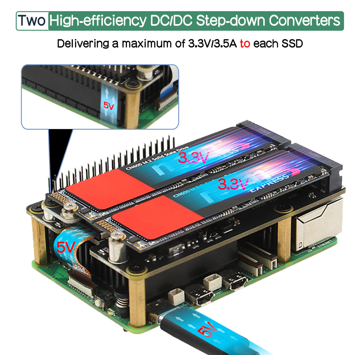 GeeekPi Metalen Behuizing Voor Raspberry Pi 5 – Compatibel Met PCIe M.2 NVMe SSD Shields En Actieve Koeler, Stevig En Draagbaar