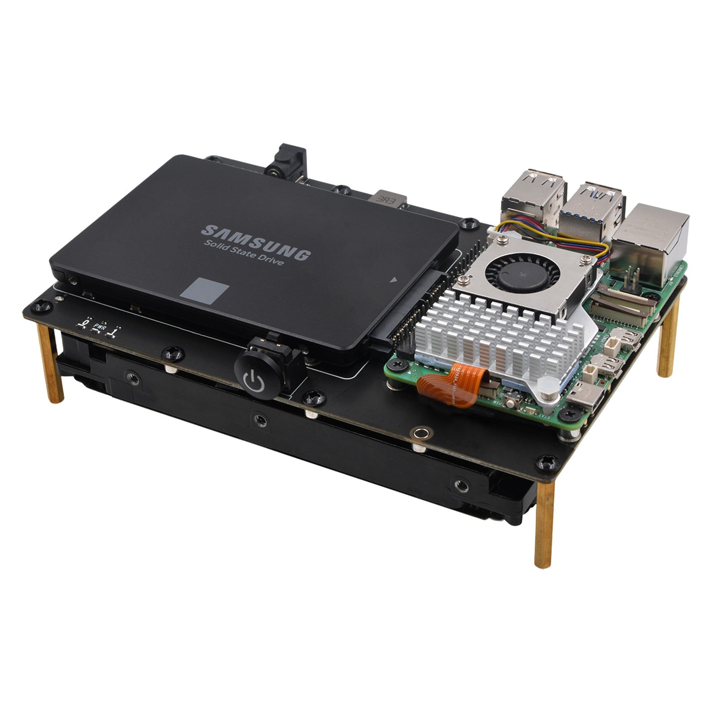 Geekworm X1008 PCIe to 2.5" SATA HDD/SSD+3.5" SATA HDD Shield for Raspberry Pi 5 (NOT Support Boot from HDD/SSD)