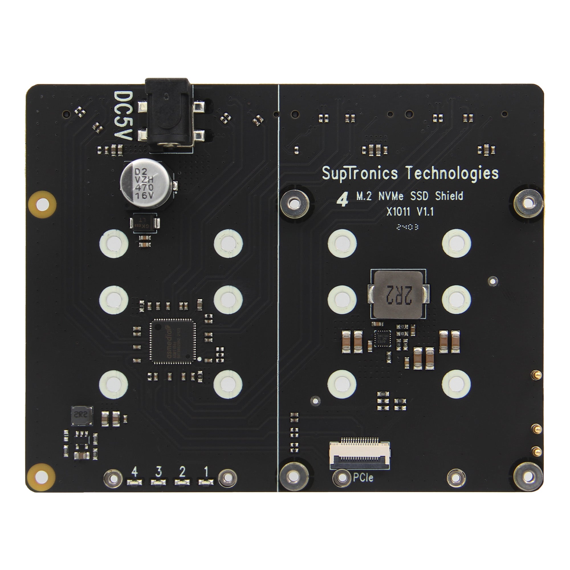 Geekworm X1011 PCIe to Four M.2 NVMe SSD Board for Raspberry Pi 5