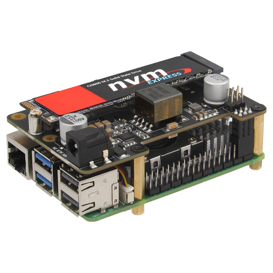 Geekworm X1012 PCIe to NVMe+POE Shield for Raspberry Pi 5