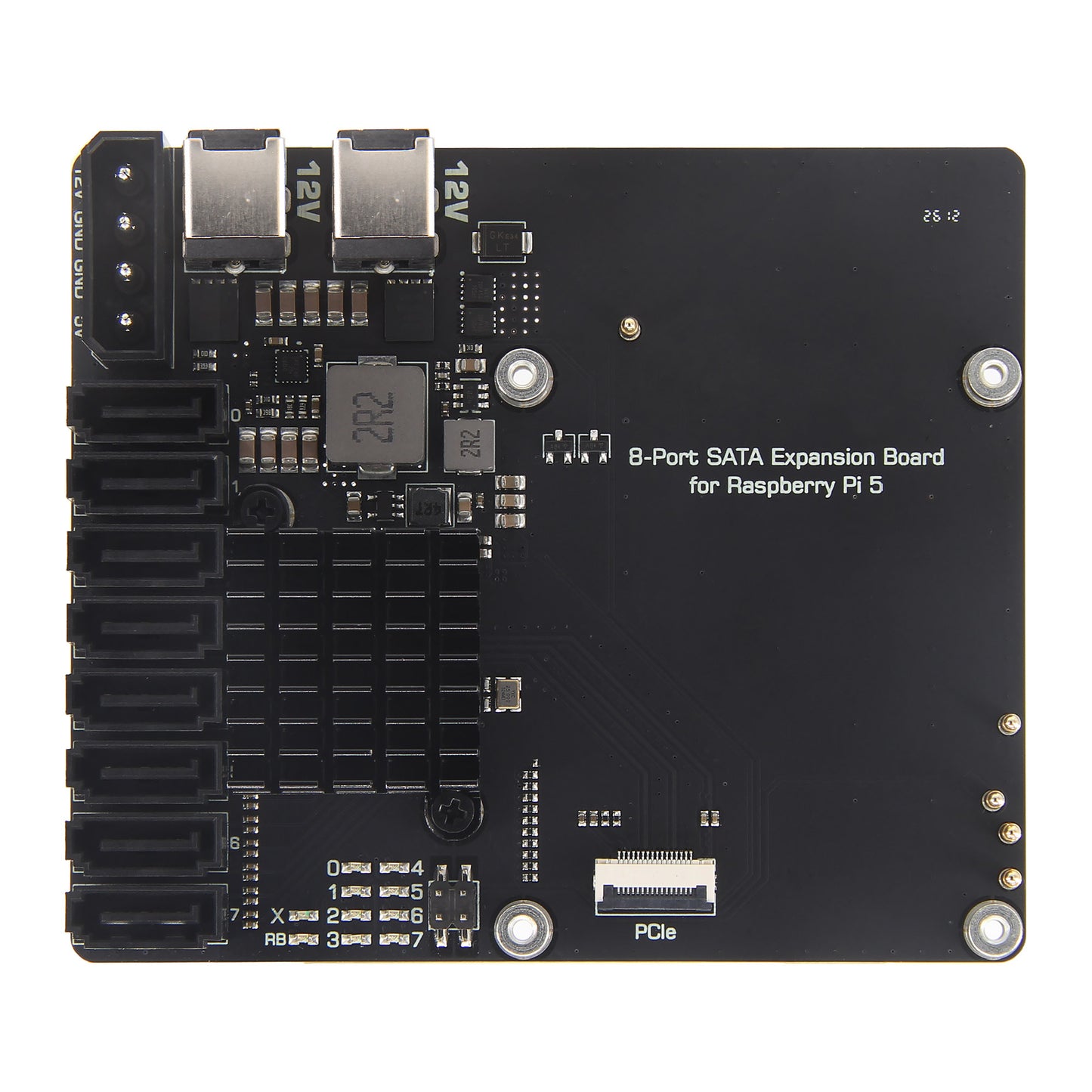 Geekworm X1017 PCIe 3.0 to 8-Port SATA NAS Board for Raspberry Pi 5