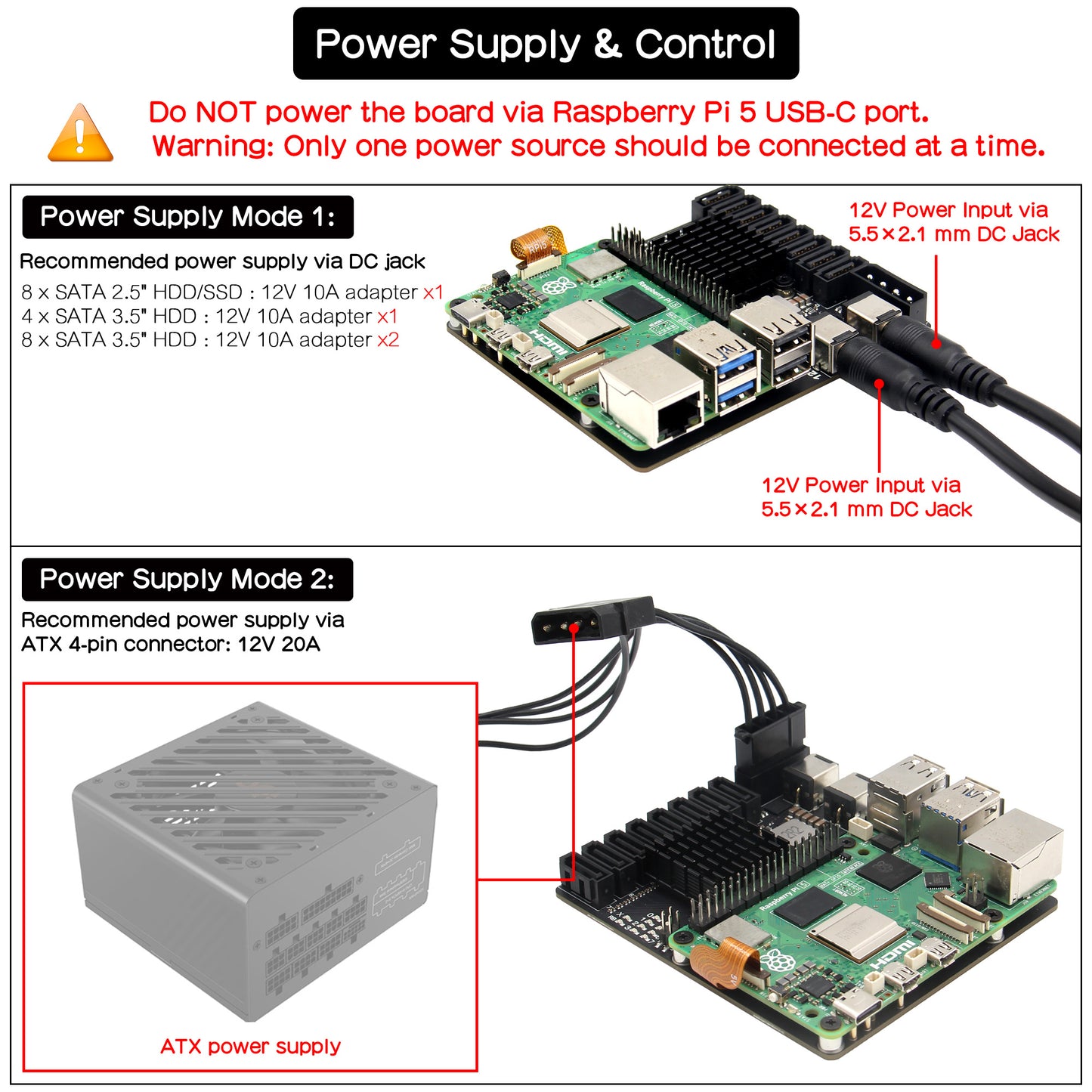 Geekworm X1017 PCIe 3.0 to 8-Port SATA NAS Board for Raspberry Pi 5