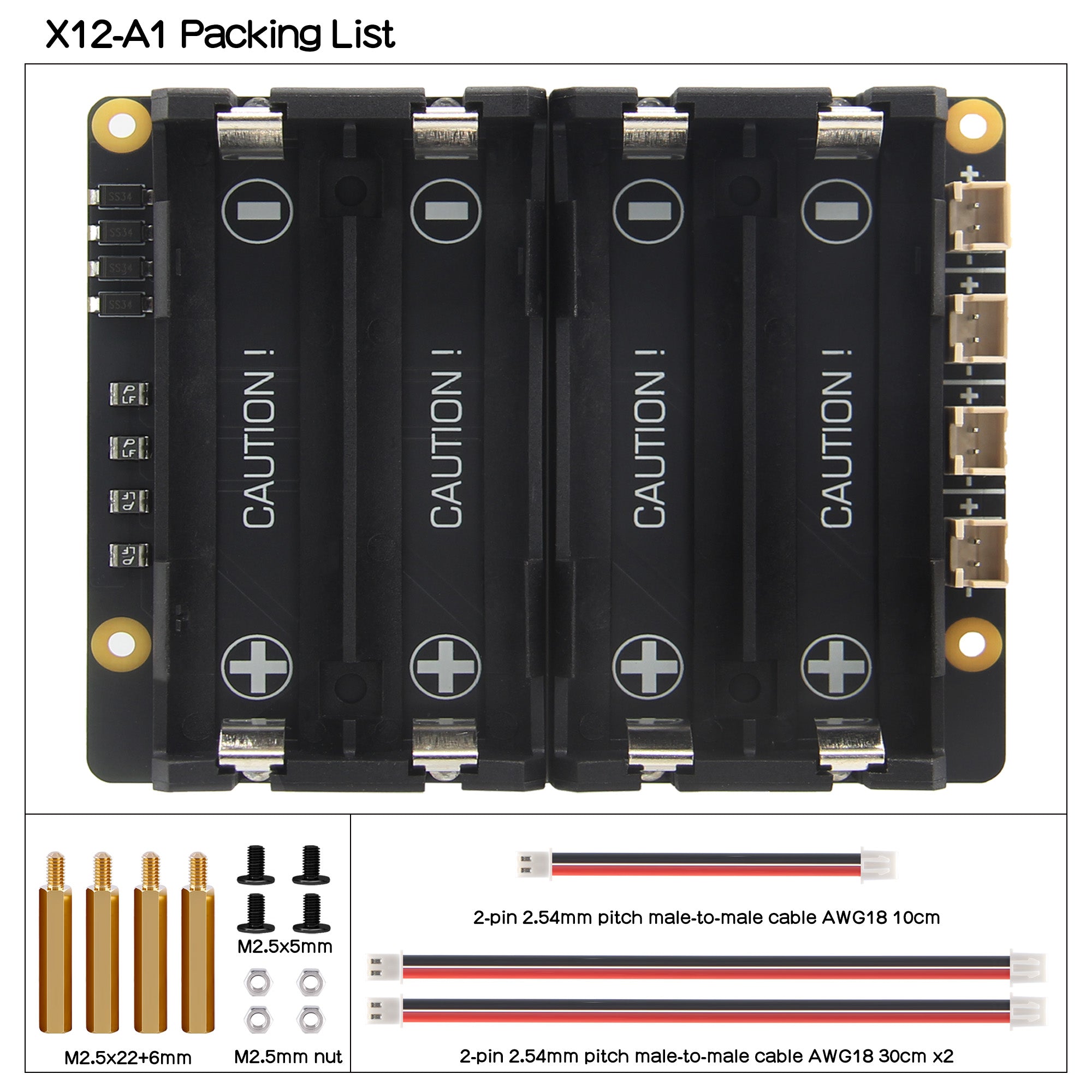 18650 parallel battery pack with XH2.54 terminals head – Geekworm