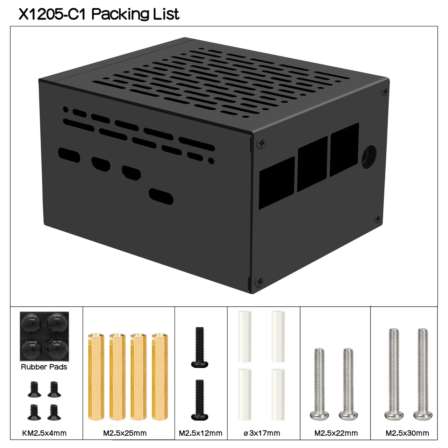 Geekworm X1205-C1 Metal Case for Raspberry Pi 5 X1205 UPS Shield