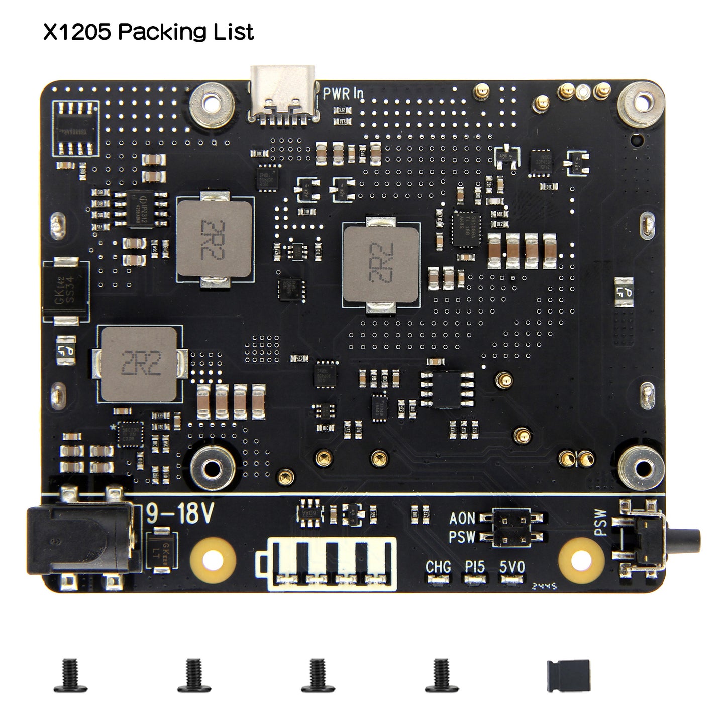 Geekworm X1205 2-Cell 21700 5.1V 5A UPS HAT for Raspberry Pi 5 Series