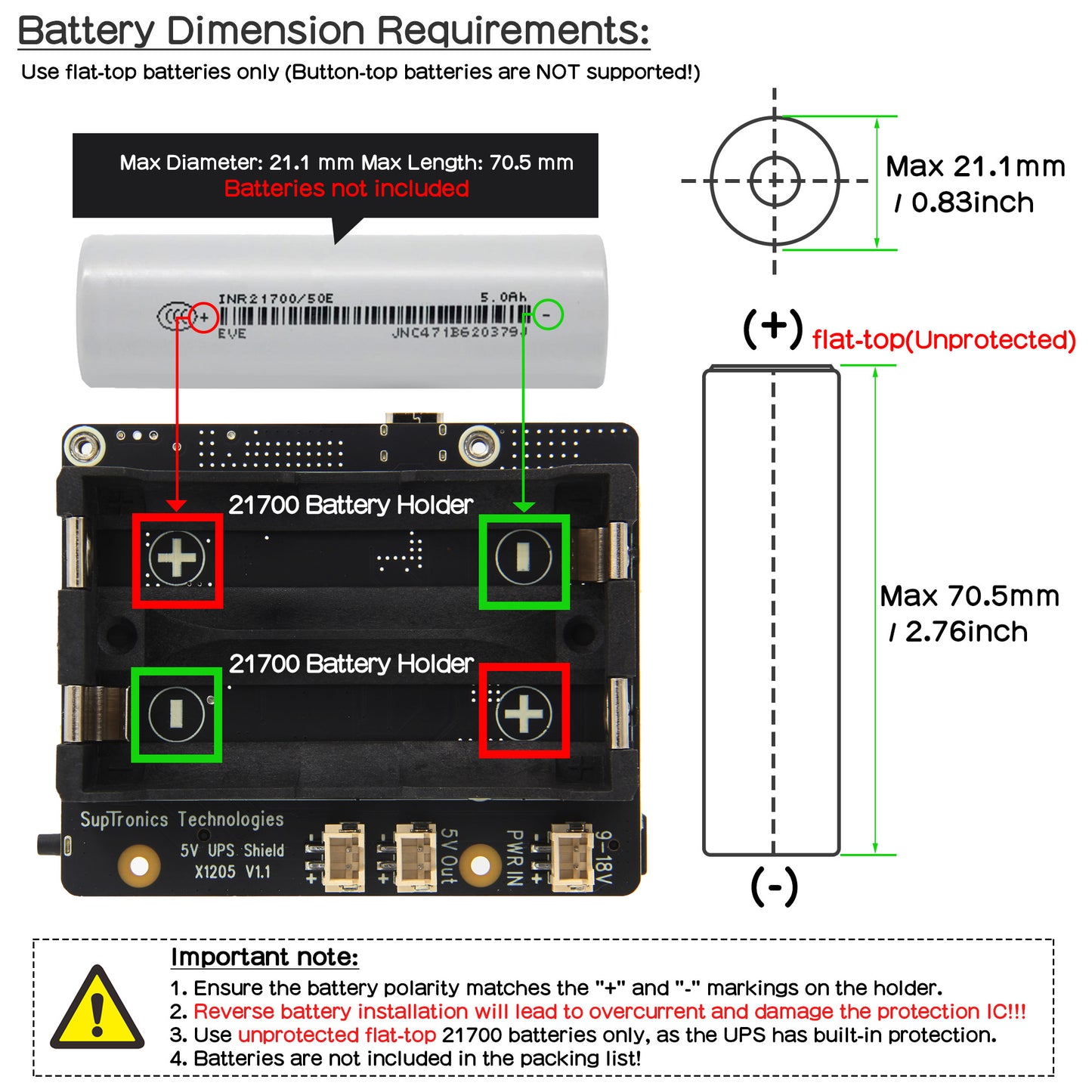 Geekworm X1205 2-Cell 21700 5.1V 6A UPS HAT for Raspberry Pi 5 Series