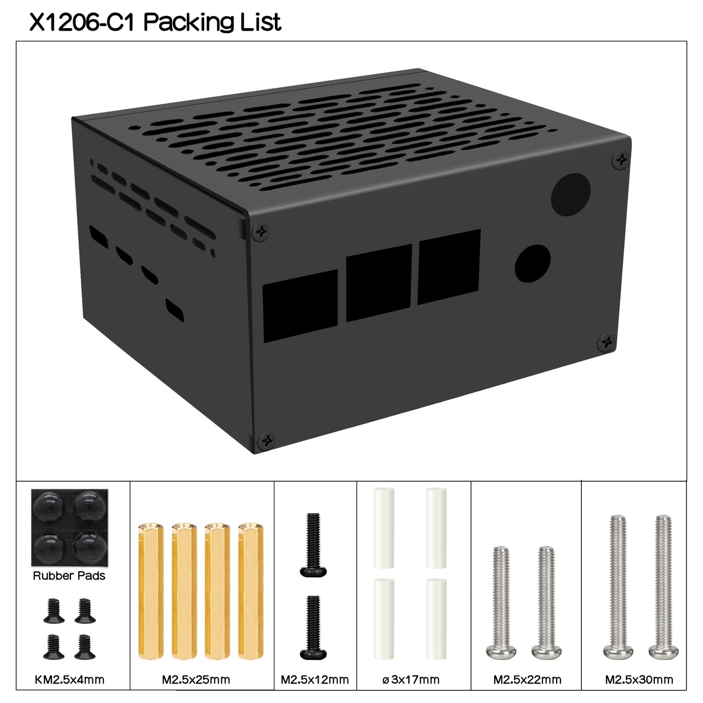 Geekworm X1206-C1 Metal Case for Raspberry Pi 5 X1206 UPS Shield