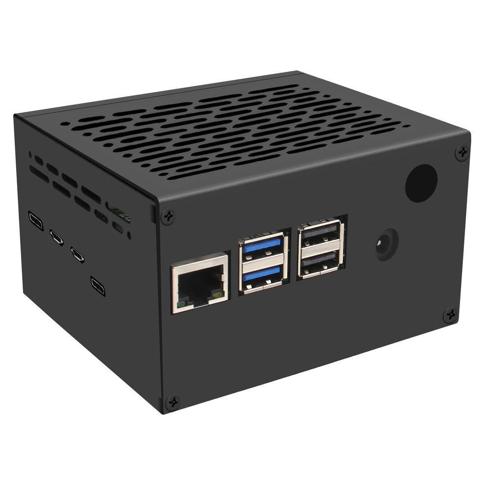 Boîtier Métallique Geekworm X1200-C1 Pour Raspberry Pi 5 + X1200 UPS – Ventilation Active, Montage VESA