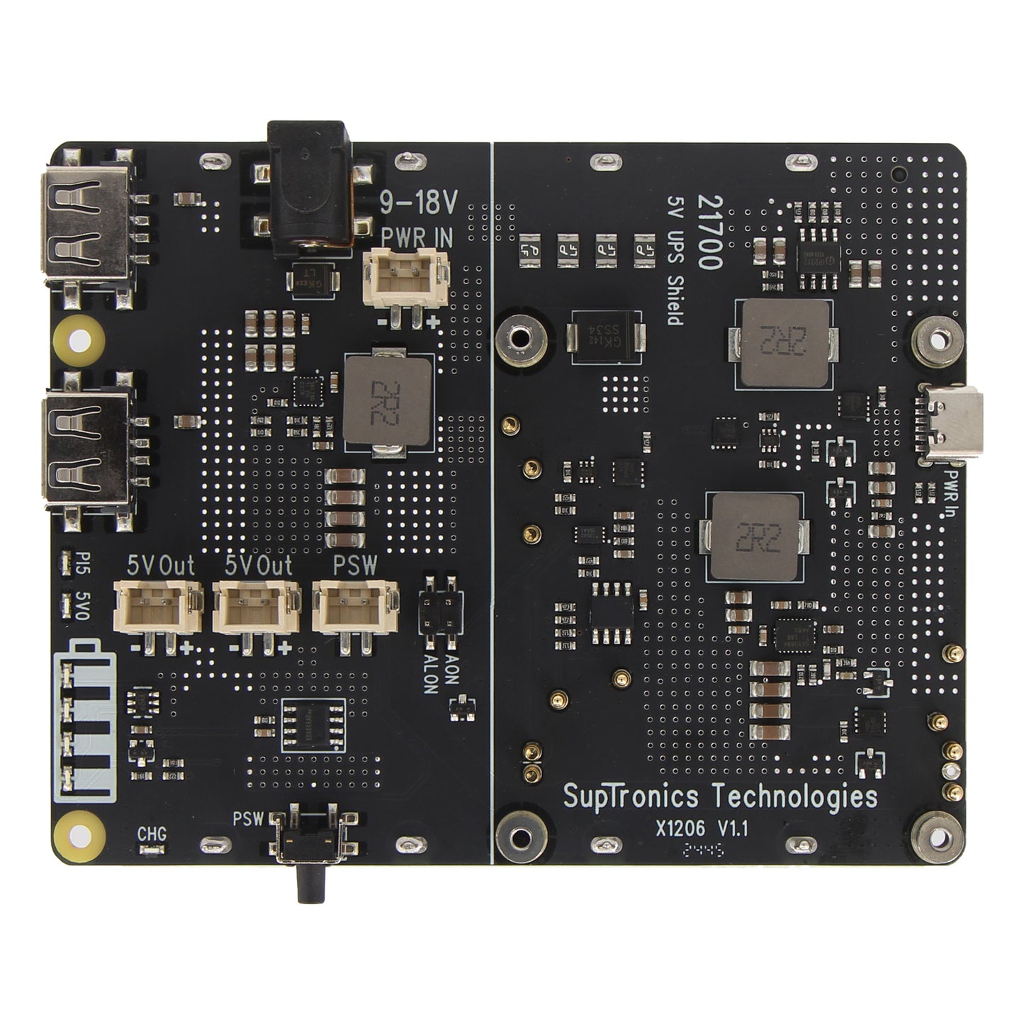 Geekworm X1206 V2.0 4-Cell 21700 5.1V 6A UPS HAT for Raspberry Pi 5 Series