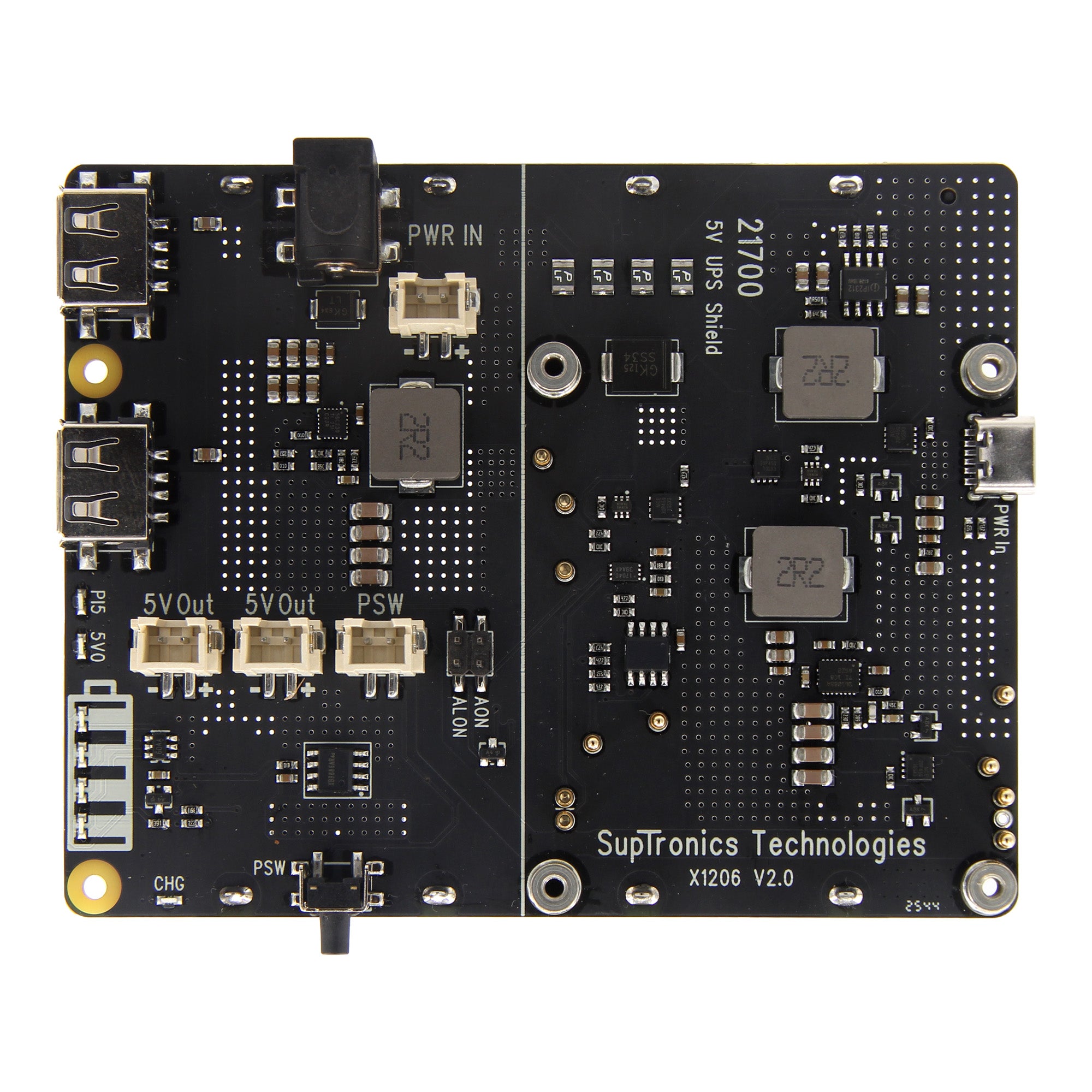 Geekworm X1206 V2.0 4-Cell 21700 5.1V 6A UPS HAT for Raspberry Pi 5 Se
