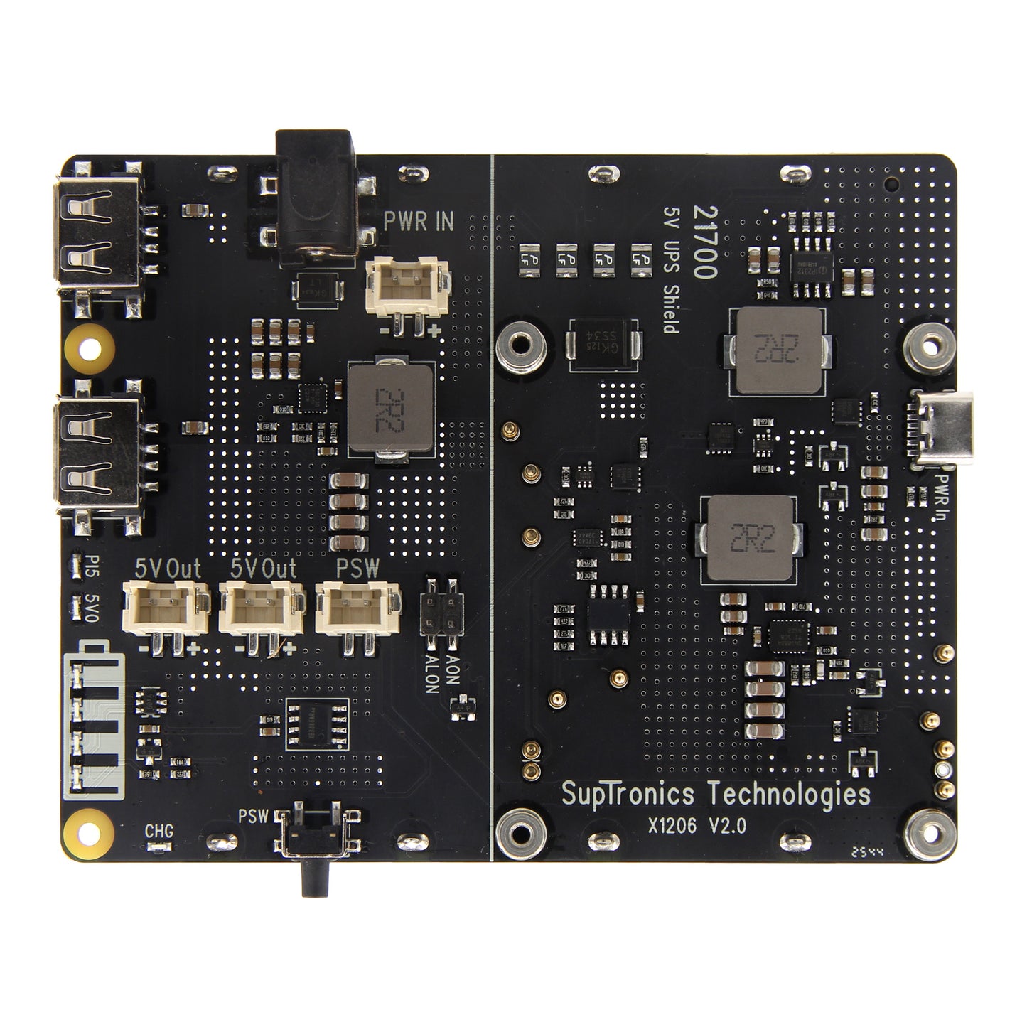 Geekworm X1206 V2.0 4-Cell 21700 5.1V 6A UPS HAT for Raspberry Pi 5 Series