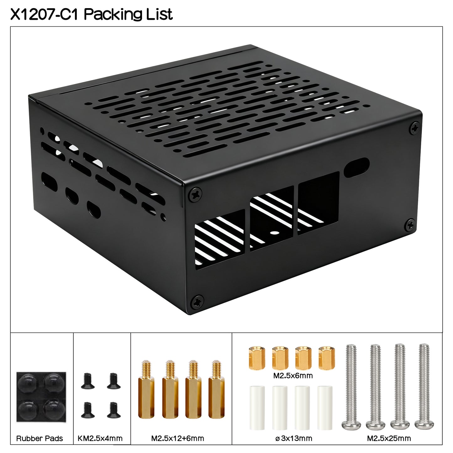 Geekworm X1207-C1 Metal Case for Raspberry Pi 5 and X1207/ X1208 UPS Shield