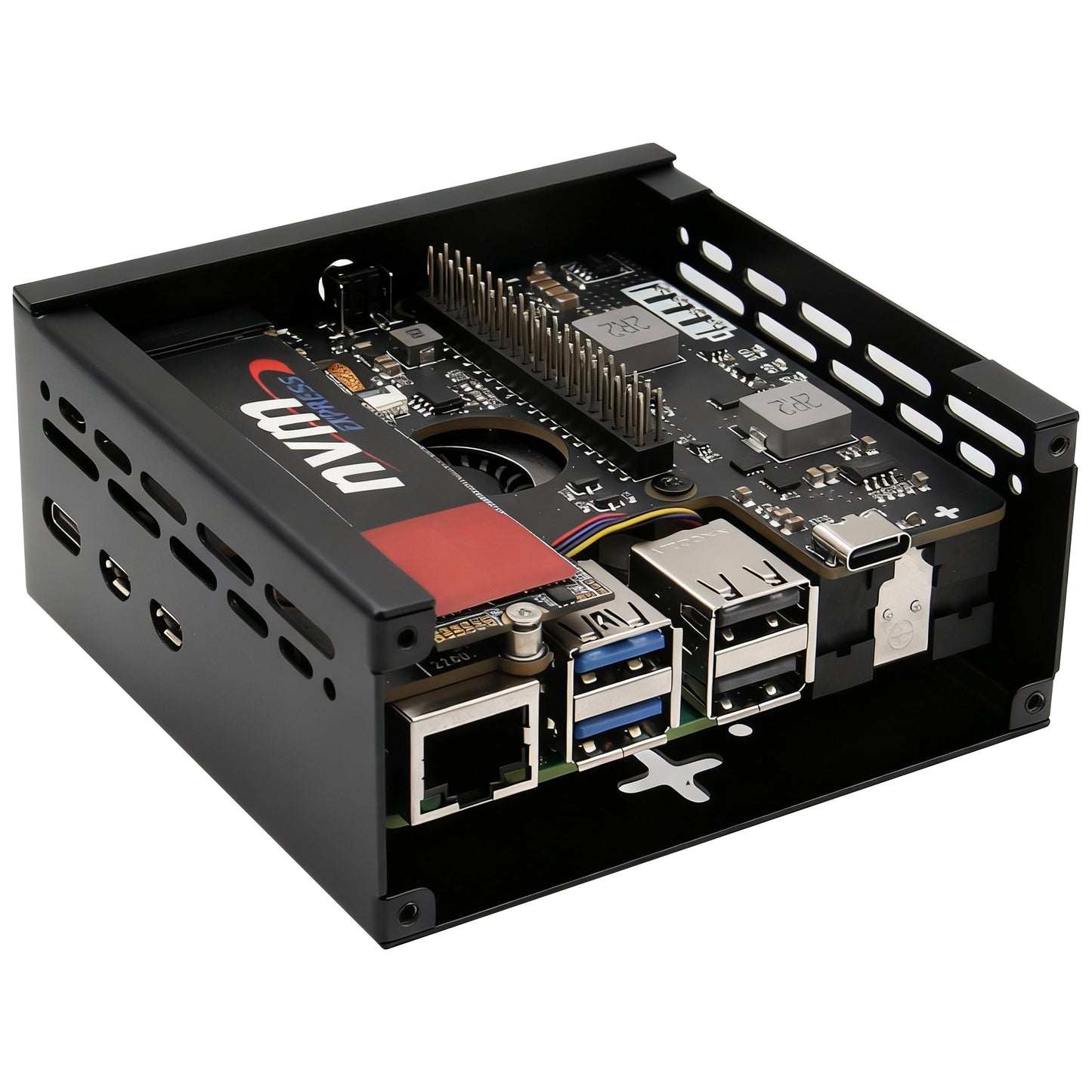 Geekworm X1207-C1 Metal Case for Raspberry Pi 5 and X1207/ X1208 UPS Shield