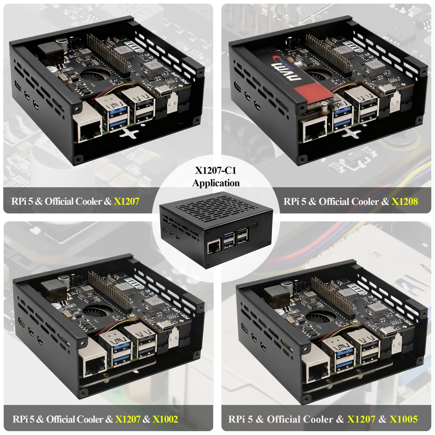 Geekworm X1207-C1 Metal Case for Raspberry Pi 5 and X1207/ X1208 UPS Shield