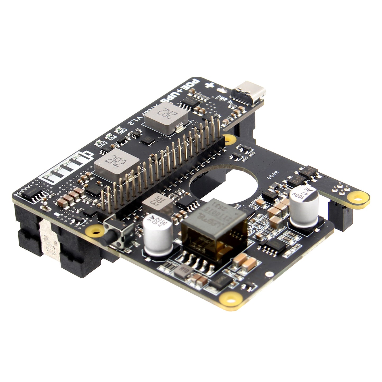 Geekworm X1207 1-Cell 21700 5.1V 5A PoE-powered UPS HAT for Raspberry Pi 5 Series