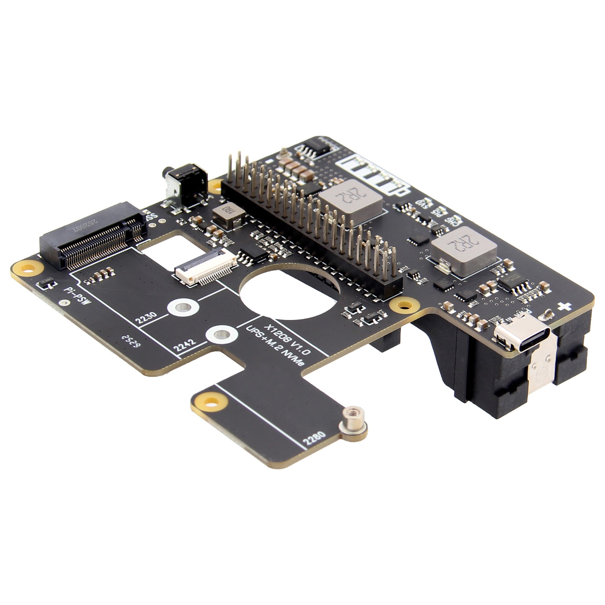 Geekworm X1208 UPS HAT with M.2 HAT+ for Raspberry Pi 5 | 5.1V 5A Outp