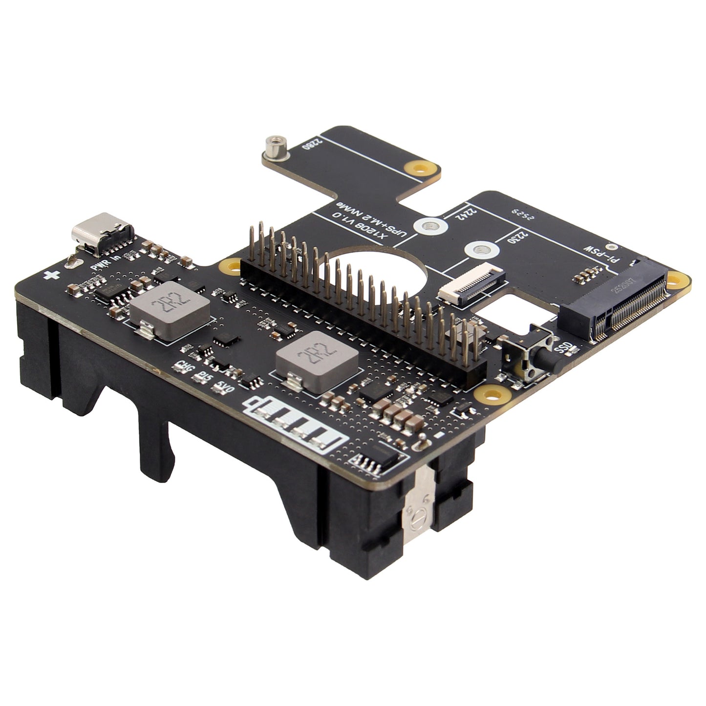 Geekworm X1208 1-Cell 21700 5.1V 5A UPS HAT with Single M.2 2230/2242/2280 NVMe SSD Support for Raspberry Pi 5 Series