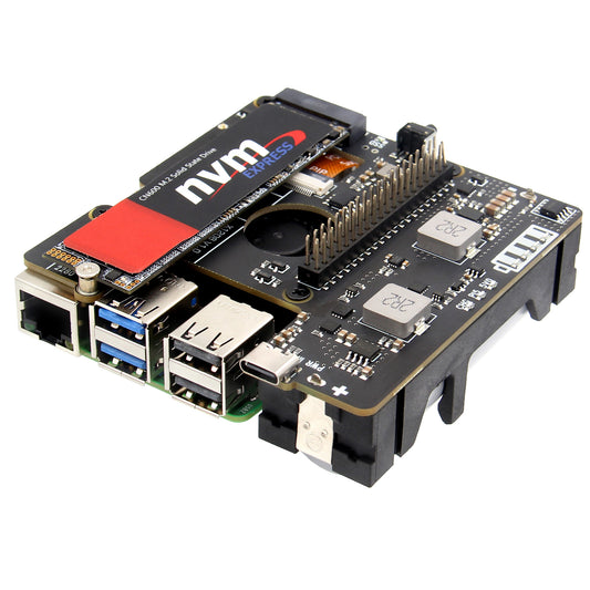 Geekworm X1208 1-Cell 21700 5.1V 5A UPS HAT with M.2 HAT+ Expansion for Raspberry Pi 5