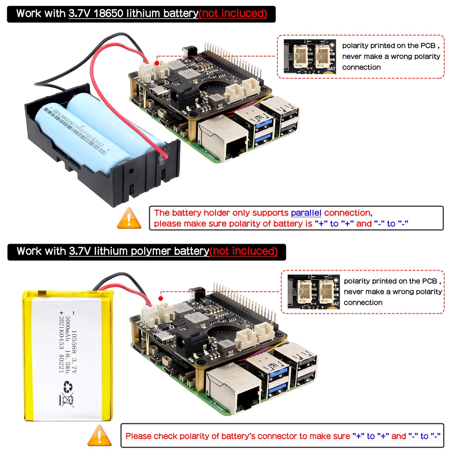 Geekworm X1209 5.1V 6A UPS HAT for Raspberry Pi 5/4B/3B/3B+