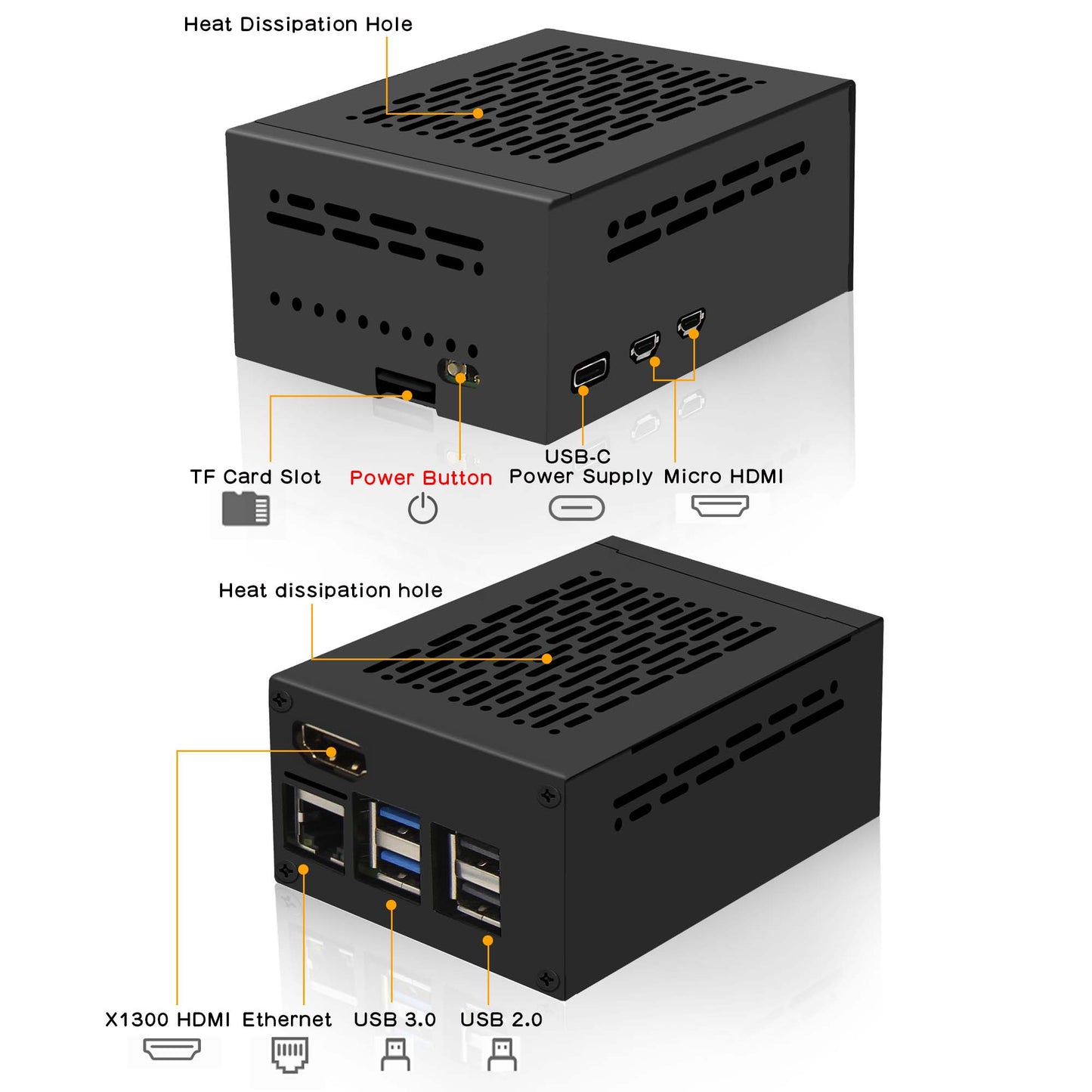 Geekworm X1300-C1 Metal Case for Raspberry Pi 5 & X1300