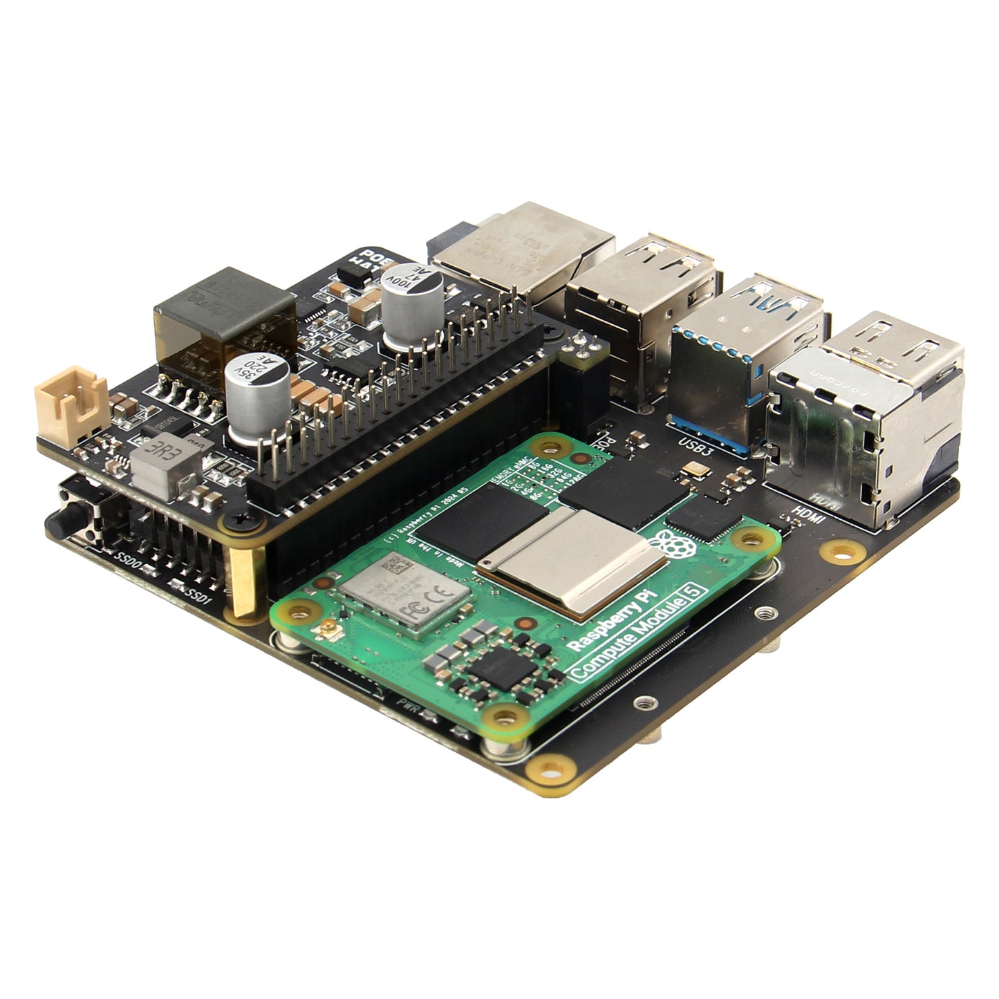Geekworm X15-POE1 Dual-Output PoE HAT for Raspberry Pi CM5 X1500/X1501 CM5 IO board