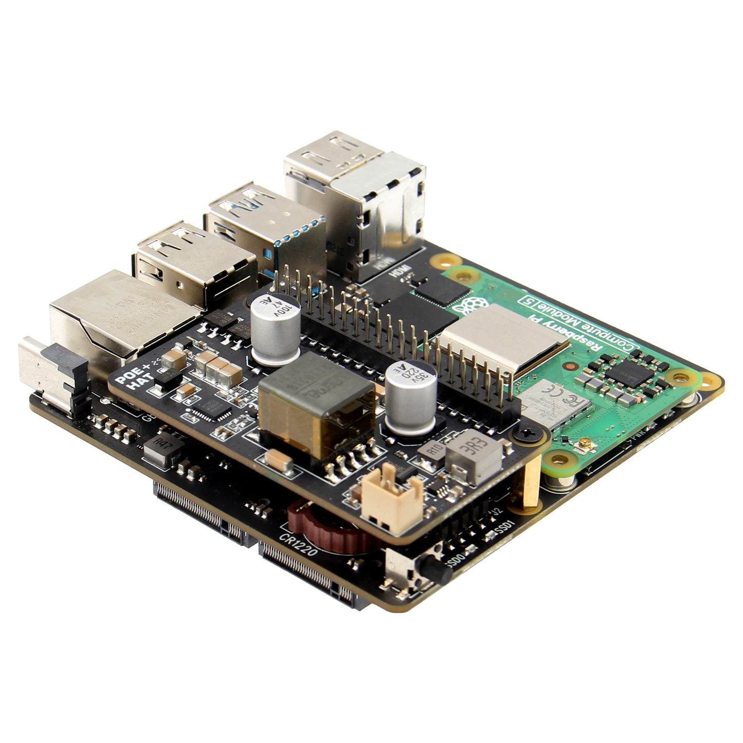 Geekworm X15-POE1 Dual-Output PoE HAT for Raspberry Pi CM5 X1500/X1501 CM5 IO board