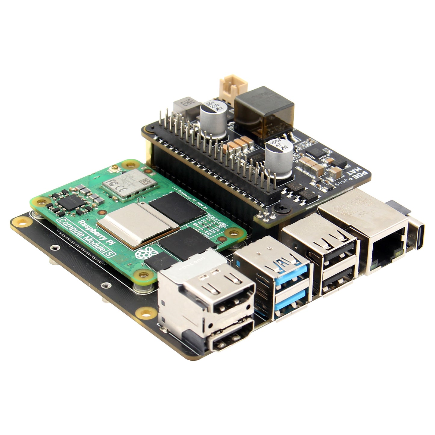 Geekworm X15-POE1 Dual-Output PoE HAT for Raspberry Pi CM5 X1500/X1501 CM5 IO board