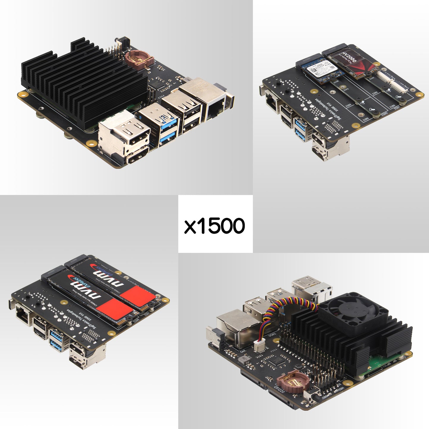 Geekworm X1500 CM5 IO Carrier Board for Raspberry Pi Compute Module 5 Support PoE+/1GbE/Dual M.2 NVMe SSD