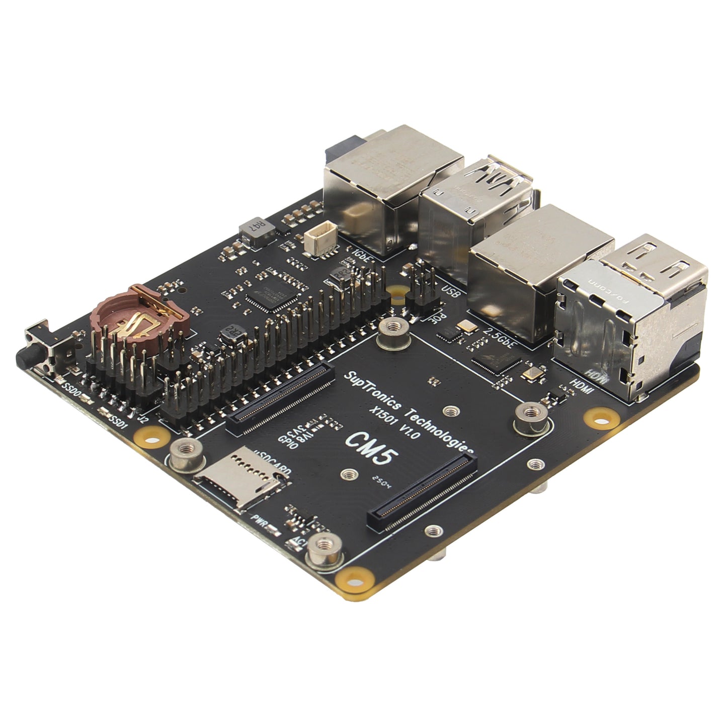 Geekworm X1501 CM5 IO Carrier Board for Raspberry Pi Compute Module 5 Support PoE+/1GbE+2.5GbE/Dual M.2 NVMe SSD