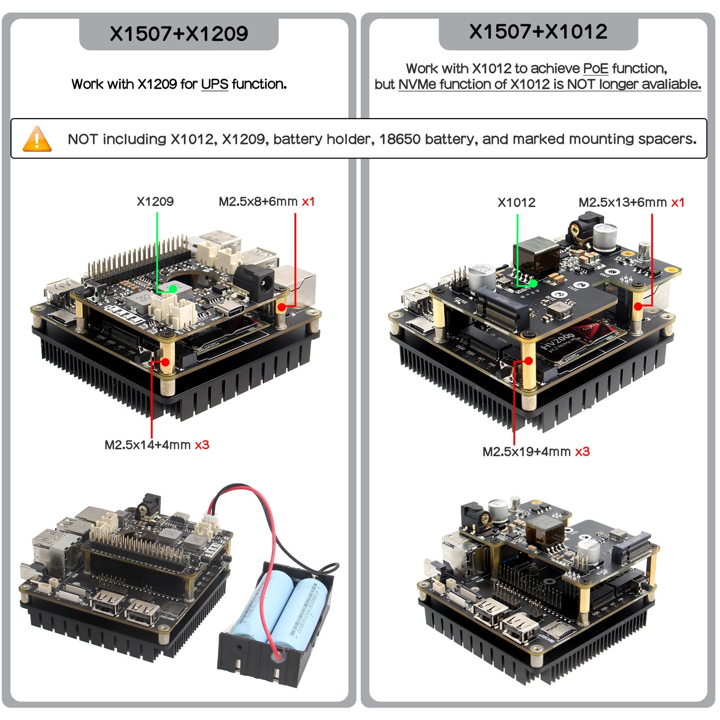 Geekworm X1507 CM5 IO Carrier Board fanless Passive Heatsink for Raspberry Pi CM5 Support Dual 2230/2242 M.2 NVMe SSD