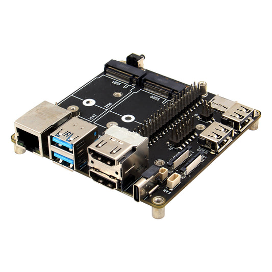 Geekworm X1507 CM5 IO Carrier Board with Heatsink for Raspberry Pi Compute Module 5 Support 1GbE/Dual M.2 NVMe SSD