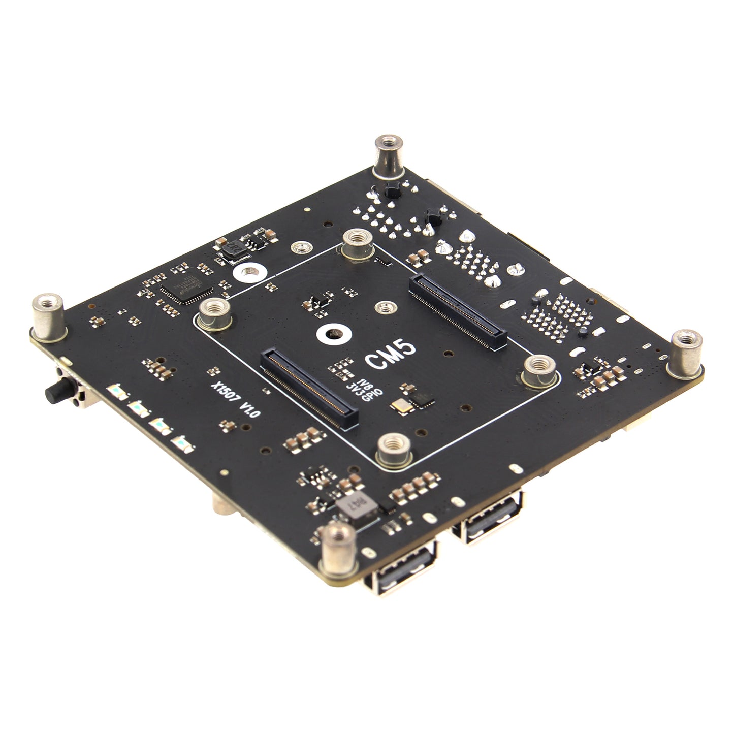 Geekworm X1507 CM5 IO Carrier Board with Heatsink for Raspberry Pi Compute Module 5 Support 1GbE/Dual M.2 NVMe SSD
