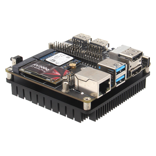 Geekworm X1507 CM5 IO Carrier Board with Heatsink for Raspberry Pi Compute Module 5 Support 1GbE/Dual M.2 NVMe SSD