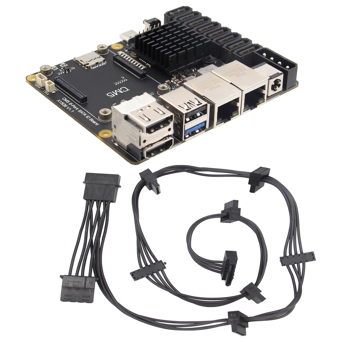 Geekworm X1509 PCIe 3.0 to 8-Port SATA NAS Carrier Board for Raspberry Pi Compute Module 5 (CM5)
