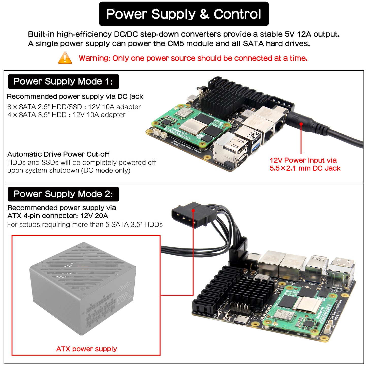 Geekworm X1509 PCIe 3.0 to 8-Port SATA NAS Carrier Board for Raspberry Pi Compute Module 5 (CM5)