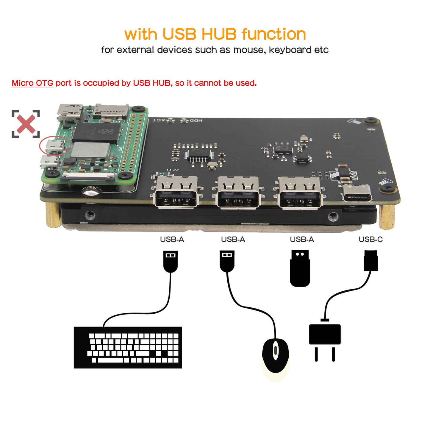 Geekworm X301 2.5" SATA HDD/SSD NAS Storage Expansion Board & USB HUB Compatible with Raspberry Pi Zero 2 W