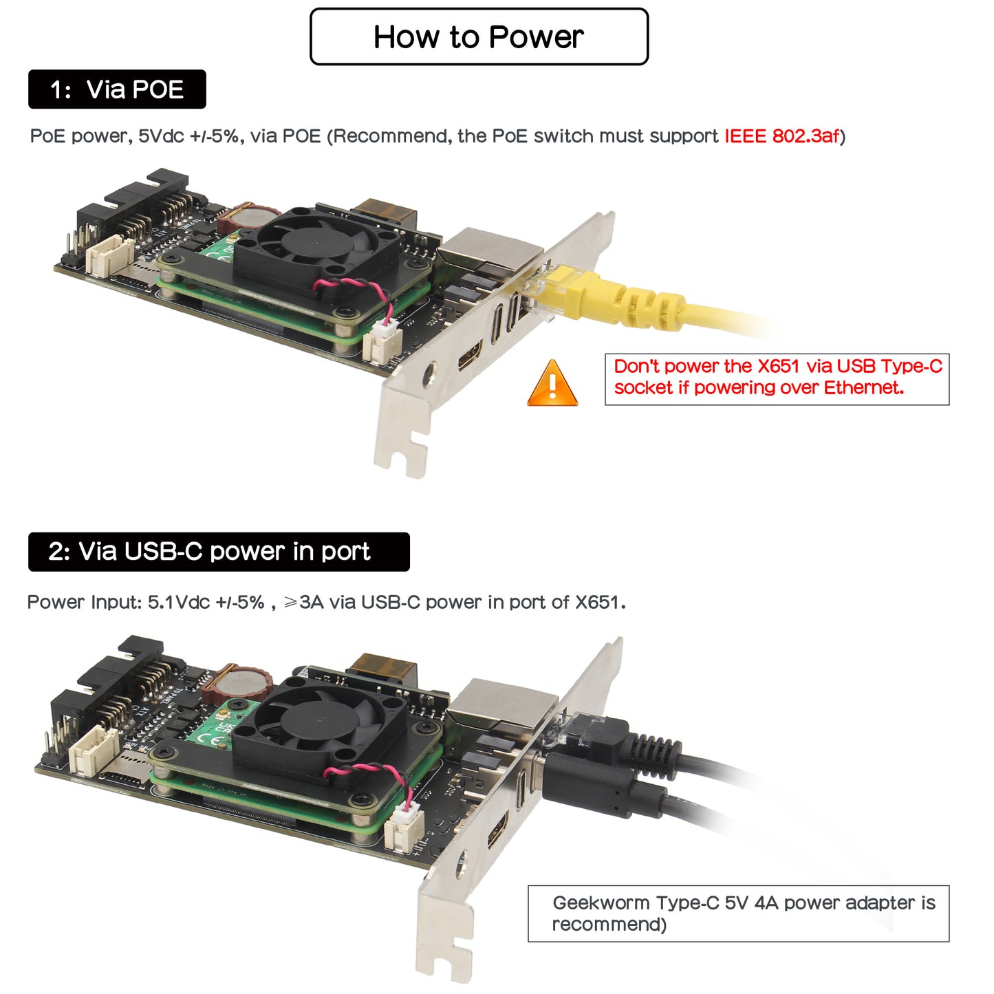 Geekworm X651 V1.0 Open-source KVM Over IP Kit for Raspberry Pi Compute Module 4 (CM4) PCI Express Card Version