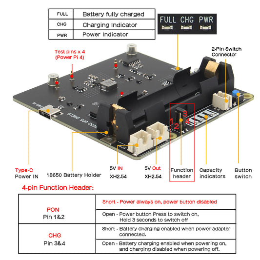 Raspberry Pi 4 X703 18650 UPS Shield with Auto Power On Function