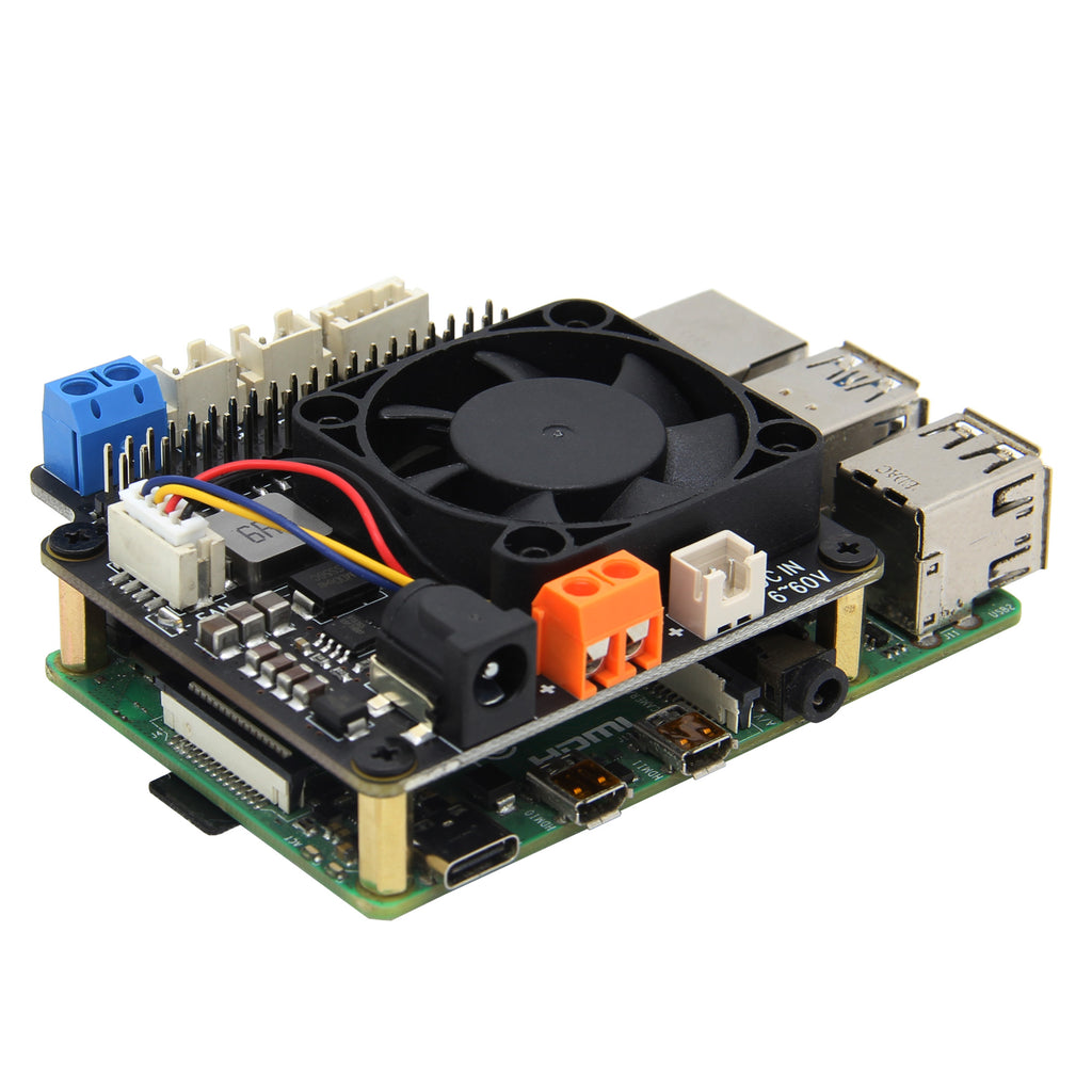 Raspberry Pi 4B/3B+ X715 V1.0 Power Management & PWM Cooling Board with Wide Voltage Input (6V~60V)