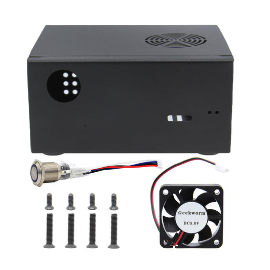 Geekworm X825-C8 Metal Case with Power Switch and Cooling Fan for Raspberry Pi 4 and X825 V2.0
