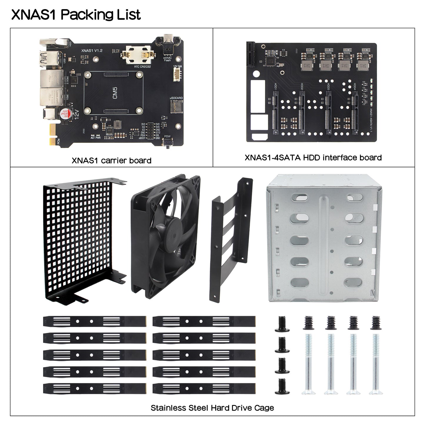 Geekworm XNAS1 4-bay 3.5" SATA HDD NAS Expansion Board Case Kit for Raspberry Pi Compute Module 5 (CM5)