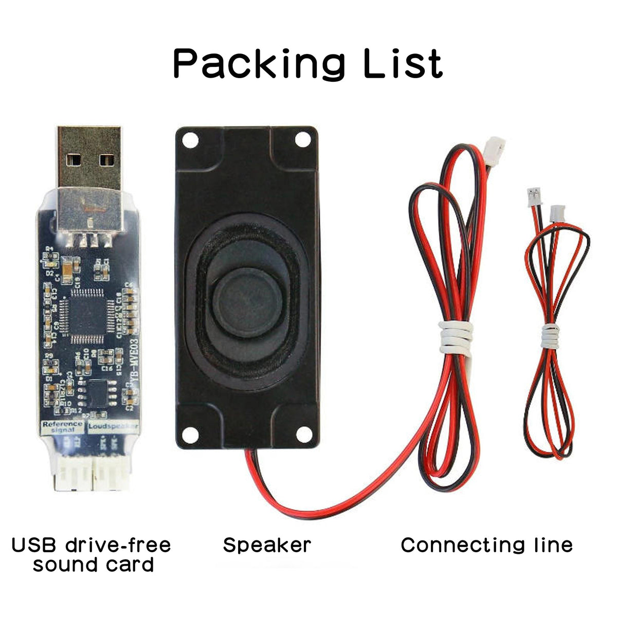 USB Driver-free Sound Card + Speaker Kit for Raspberry Pi / Jetson Nano / RDK X3
