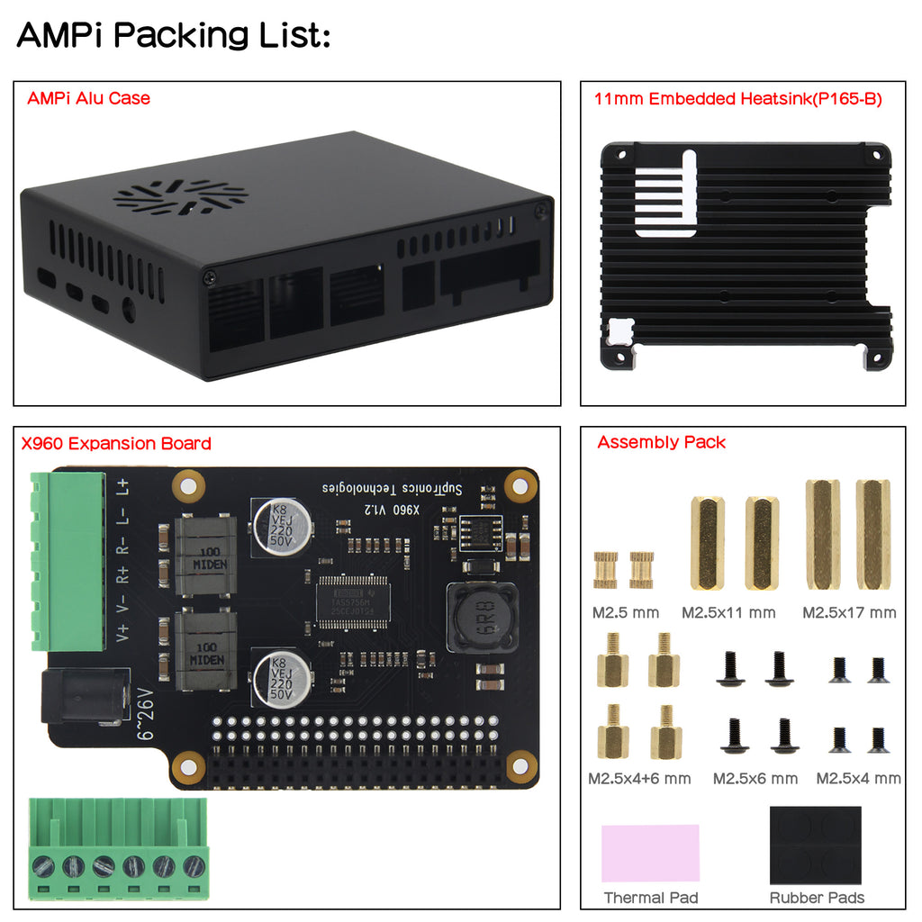 Geekworm AMPi Audio Player Kit for Raspberry Pi 4 Model B