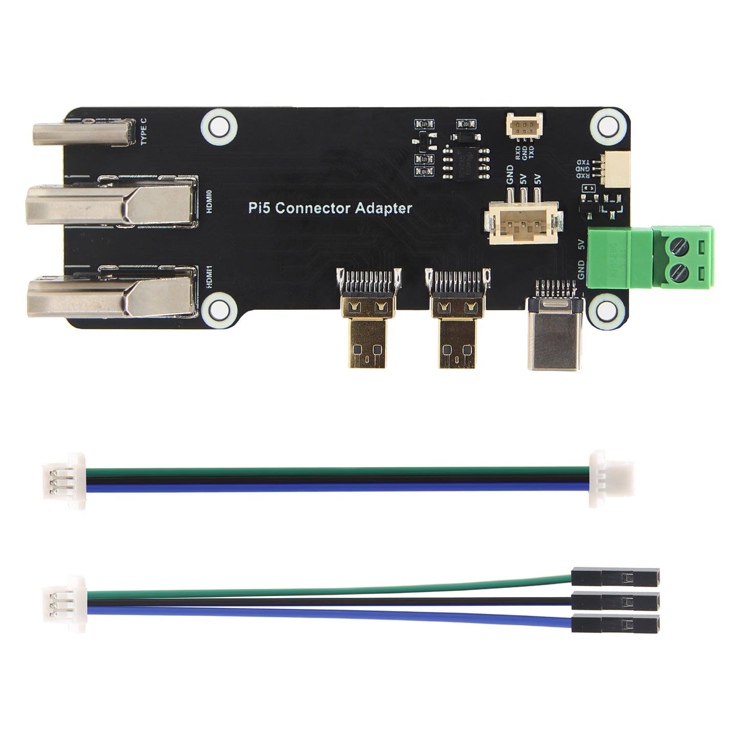 Micro HDMI to HDMI Multifunctional Adapter, Compatible with Raspberry Pi 5 / 4B, Two Power Supply Methods, Supports Dual 4K Outputs