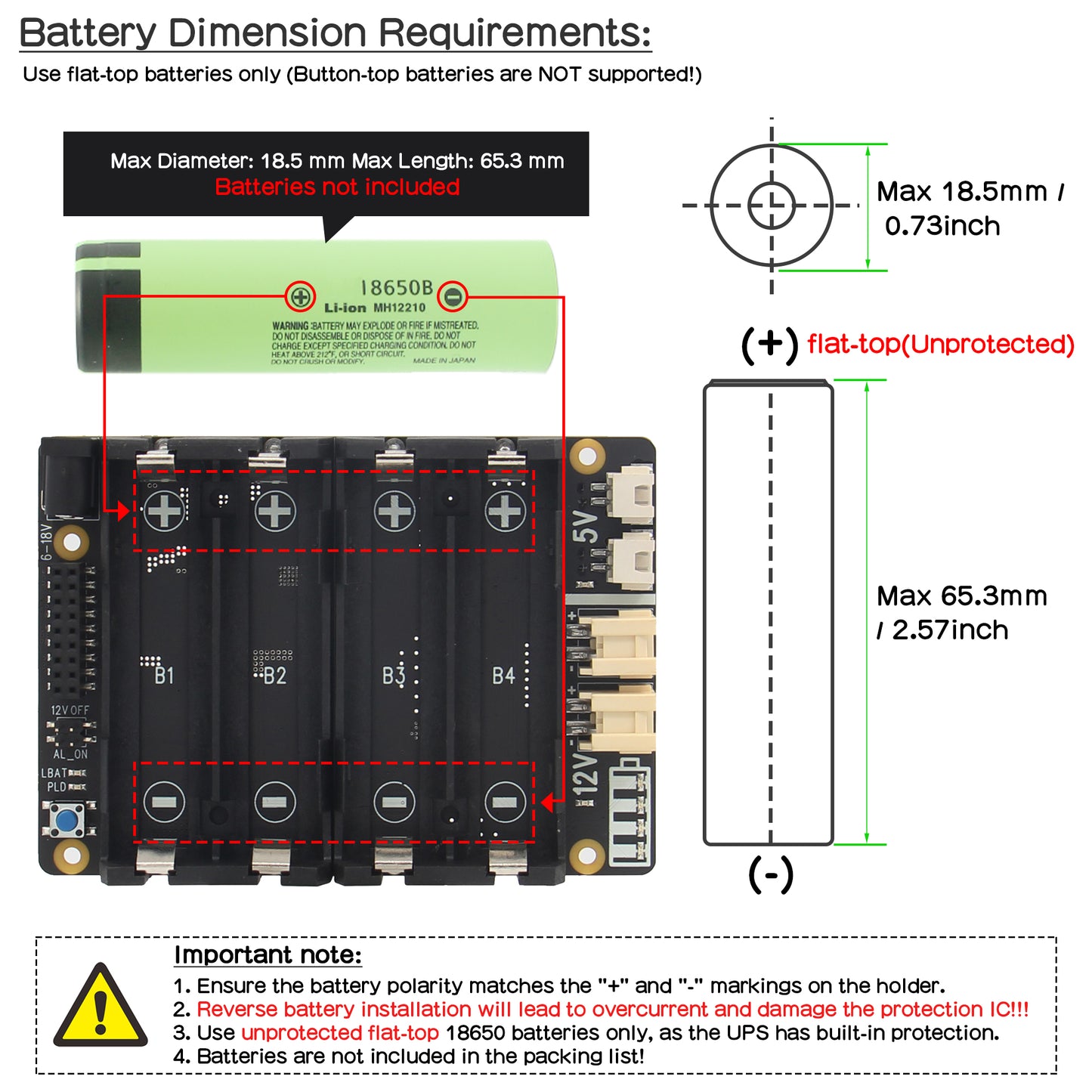 Geekworm X-UPS1 12V/5V Dual Output Universal SBC Stackable UPS Shield