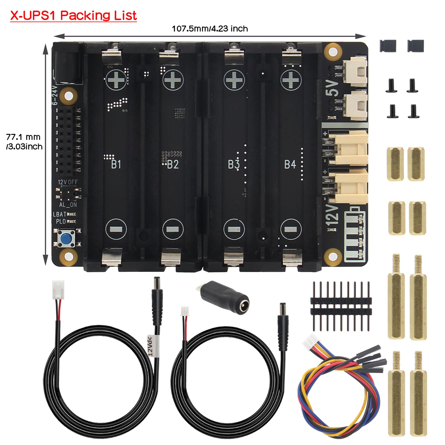 Geekworm X-UPS1 12V/5V Dual Output Universal SBC Stackable UPS Shield