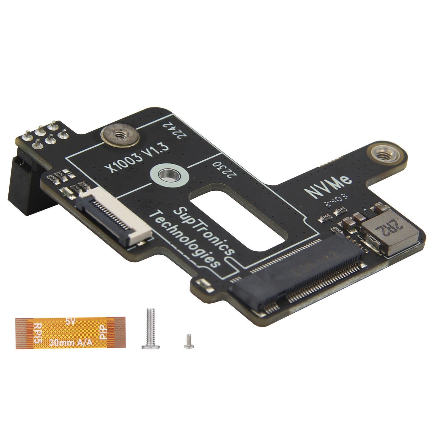 Geekworm X1003 PCIe to M.2 Key-M NVMe SSD PIP TOP for Raspberry Pi 5