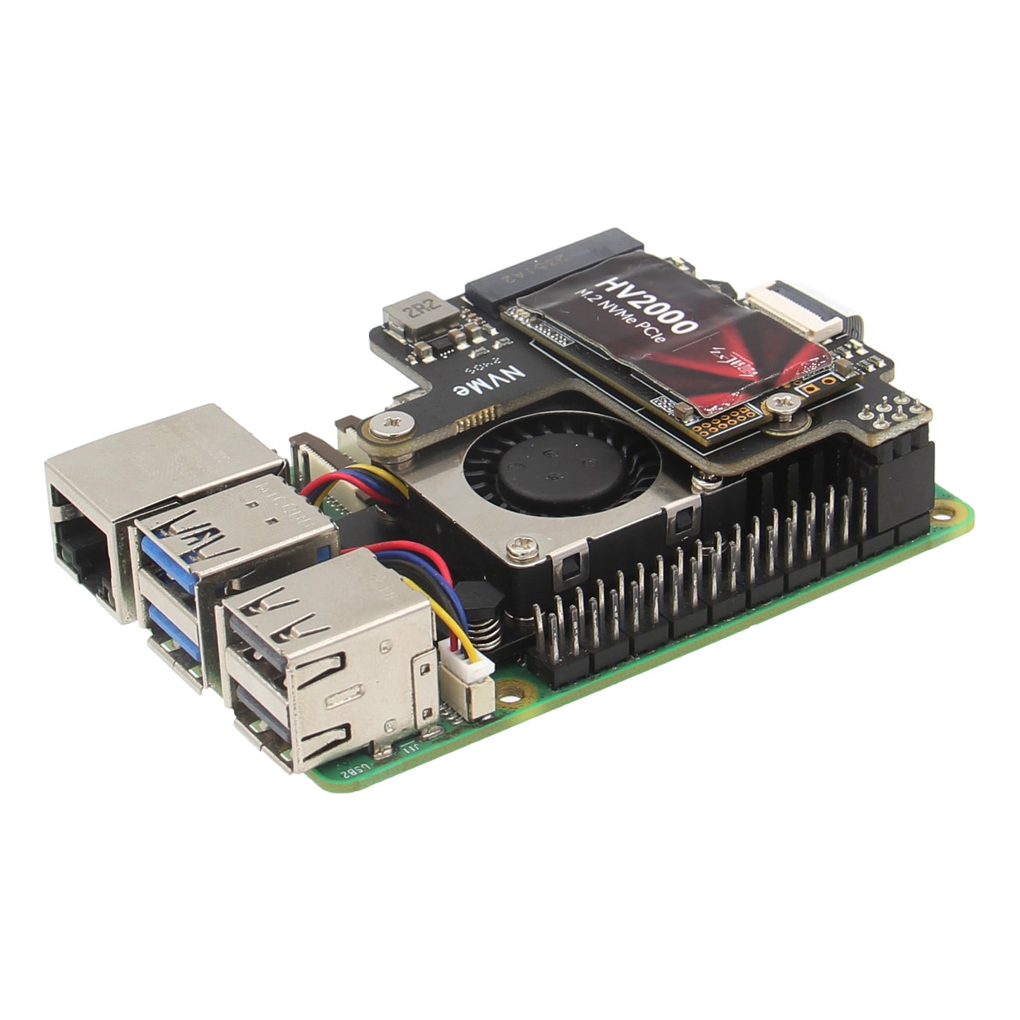 Geekworm X1003 PCIe to M.2 Key-M NVMe SSD PIP TOP for Raspberry Pi 5