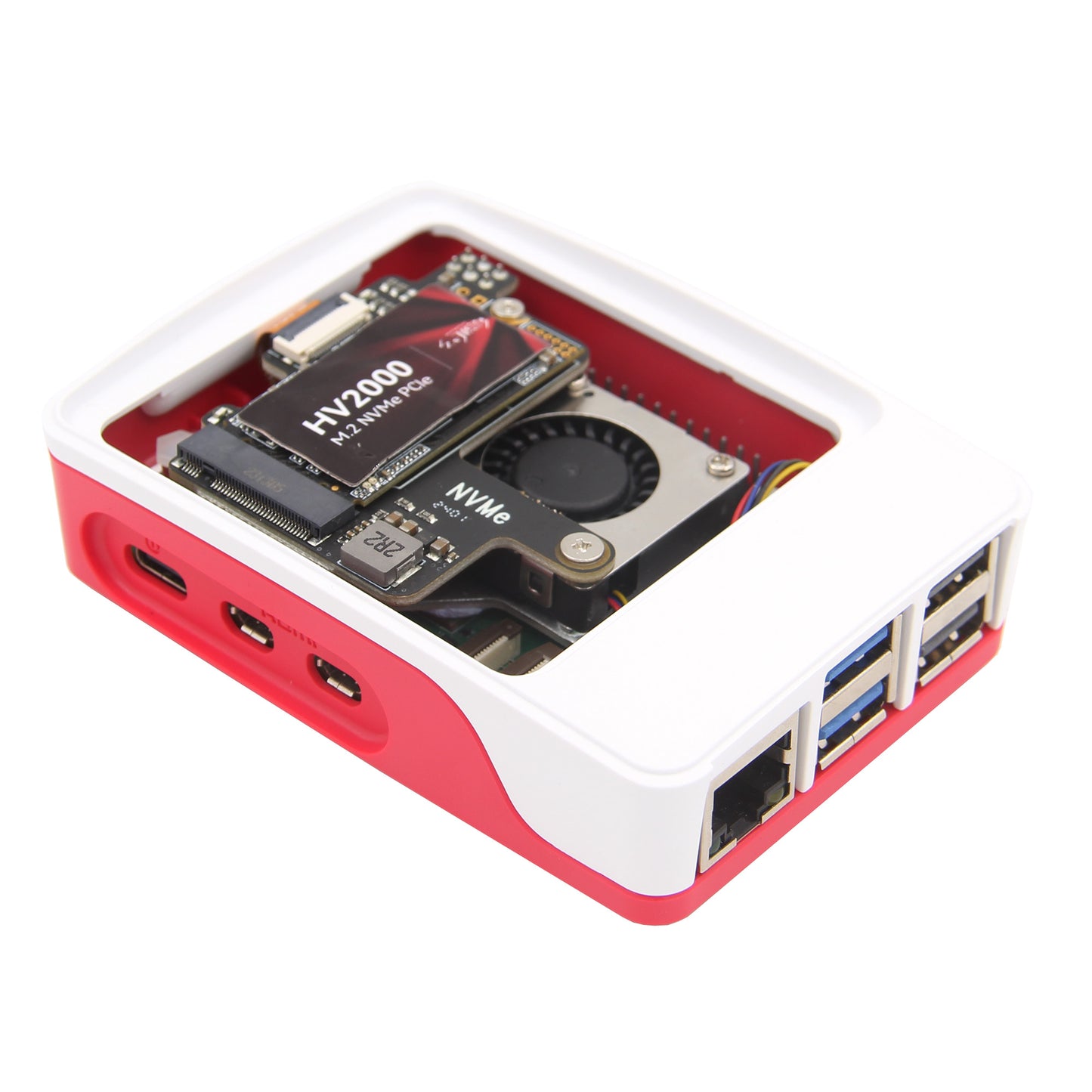 Geekworm X1003 PCIe to M.2 Key-M NVMe SSD PIP TOP for Raspberry Pi 5