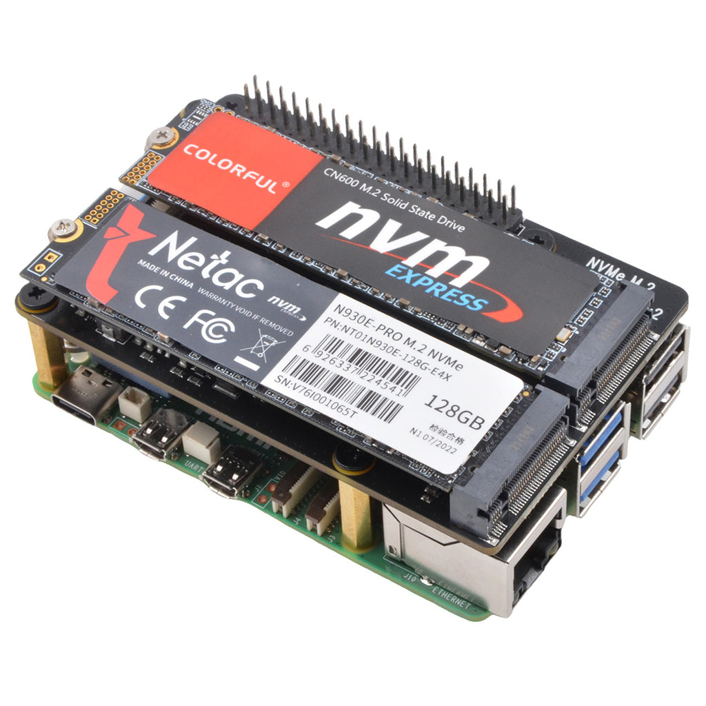 Geekworm X1004 PCIe to Dual 2280 NVMe SSD shield for Raspberry Pi 5
